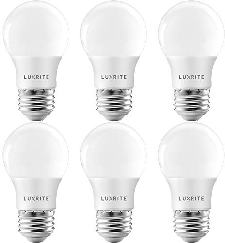LUXRITE A15 LED Bulb 40W Equivalent, 7W, 2700K (Warm White), 600 Lumens, Enclosed Fixture Rated, Dimmable Ceiling Fan Light Bulbs, E26 Medium Base, UL Listed - Indoor and Outdoor (6 Pack)