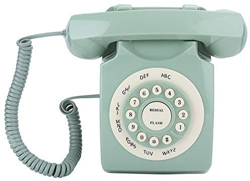 Dpofirs Grünes Vintage-Telefon, klassisches Retro-Festnetztelefon im Alten Stil, kabeebundenes europäisches Telefon mit großen Knöpfen für Home Desk Office-Dekorationsgeschenk