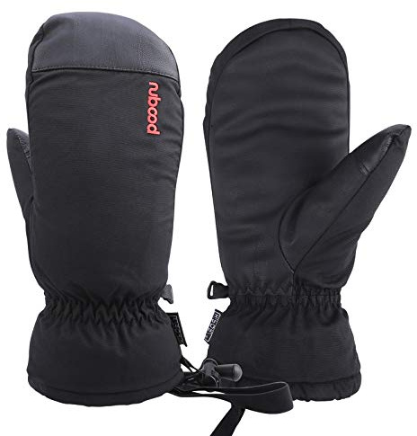QKURT Ski Mittens, Winter Snowboard Mittens Waterproof Snow Gloves Leather Gloves for Outdoor Activitives Men Women