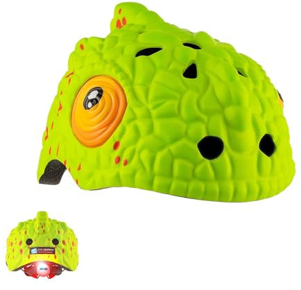 Crazy Safety Kinder Fahrradhelm | Fahrradhelm Kinder 2-7 Jahren für Fahrrad, Skateboard, Radsport, Laufrad, Tretroller, Inlineskates | Leichter und Verstellbarer 3D Tierhelm 49-55 cm (Chamäleon Grün)