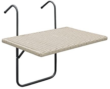 gartenmoebel-einkauf Balkonhängetisch Hängetisch Roma 60x40cm, Metallgestell + Polyrattan grau, mehrfach verstellbar, optimal für kleine Flächen
