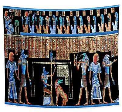 YONGFOTO 180x160cm Antikes Ägypten Tapisserie Gott Anubis Horus Unterwelt-Passage Balance Ruling Alte Zivilisation Wandbehang Tapisserien für Heim Wand-Dekor Tischdecke Decke