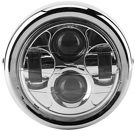 Yctze Phare de Moto Universel Vintage en Aluminium Rétro LED Phares Ronds Lampe Frontale de Moto