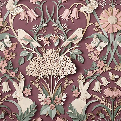 ** Sample Fine Decor Rabbit Butterfly Luxury Woodland Paste The Paper Plum Wallpaper