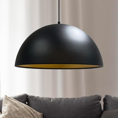 bamyum Lipeo Pendelleuchte Vintage Ø40cm Pendelleuchte Metall E27 Hängelampe Küche Hängeleuchten & Pendelleuchten, Hängelampe Schlafzimmer, Esszimmer Lampe Hängend Schwarz Wohnzimmerlampe