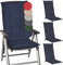 Beautissu 4er Set Gartenstuhlauflage 120x50x6 cm Loft HL Dunkelblau – Hochlehner Polster Auflage, Sitzpolster & Sitzkissen für Hochlehner Gartenmöbel - Weiche Stuhlauflage mit Schaumkern Füllung