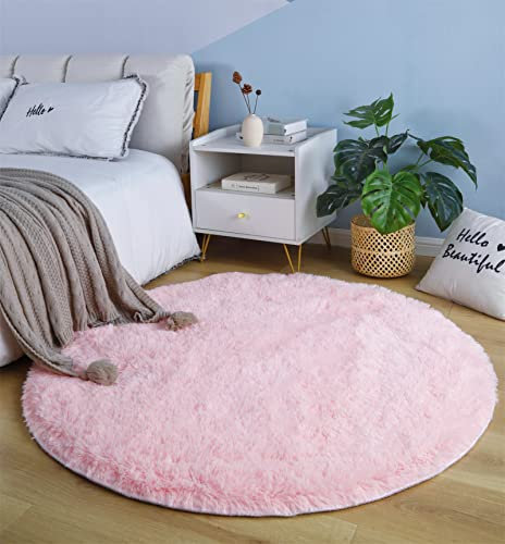 linyingdian Tappeto rotondo Soggiorno Tappeti morbidi per interni moderni Dimensioni Tappeto morbido per camera da letto Tappeto decorativo in stile moderno per soggiorno Sofa Mat (100x100cm, Rosa)