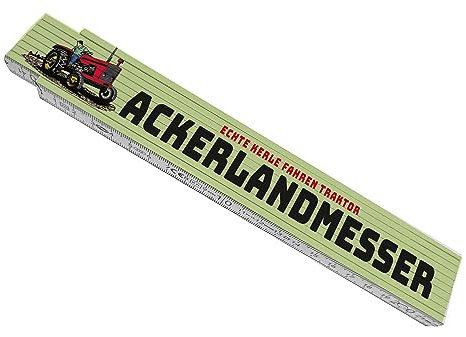 Ackerlandmesser Echte Kerle fahren Traktor Meterstab aus Holz in grün als Geschenk für leidenschaftliche Bauern mit lustigem Spruch über das Land welches ein Bauer besitzt