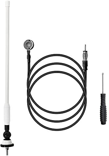 Anina 16 Inch Marine Trailer RV Radio Antenna Rubber Flexible Aerial Mast for Car Truck Boat ATV UTV Caravan Motorhome Motorcycle Radio FM/AM Reception Top Or Side Mount Rubber Antenna (White)
