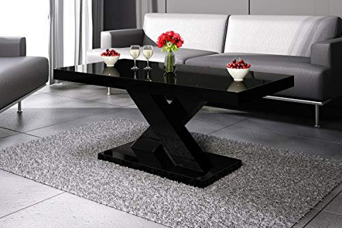 designimpex Design Couchtisch H-888 Schwarz Hochglanz 120x49x60cm Wohnzimmertisch Sofatisch modern platzsparend Wohnzimmer Tisch für kleine Räume Living Room Table