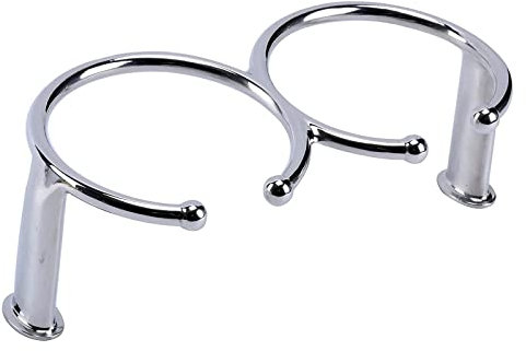LERORA Quincaillerie de Pont de Bateau Porte-gobelet en Acier Inoxydable Porte-gobelet De Voiture Marine RV Porte-gobelet Yacht Porte-gobelet Extérieur Multi-usages (Color : Silver, Size : Two Rings)