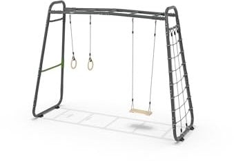 EXIT Toys GetSet Monkeybar MB210 - Inklusive Schaukel, Kletternetz, Turnringe - Spielgerüst und Fitnessgerüst für den Garten - Kleine Größe - Für Kinder und Erwachsene - 331x115x248cm