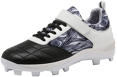 ZHENSI Chaussures De Cricket pour Hommes Chaussures De Hockey sur Gazon À Semelle en Caoutchouc sans Crampons pour Le Gazon Et Le Terrain,Noir,39 EU
