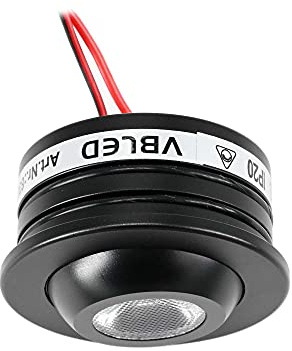 VBLED® Mini LED EinbauspotFisheye Einbaustrahler Schwarz Schwenkbar - 3W 12VDC warmweiß 3000K 160 Lumen Dimmbar - IP20…