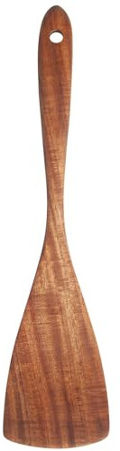 Jilla-hla Espátula de madera de acacia de mango largo, espátula plana para wok antiadherente y cocina