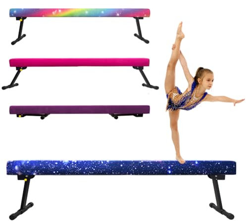 HomeSun Schwebebalken Einstellbar Faltbar Gymnastik Balance Beam High and Low Level Floor Beam Einfache Montage Gymnastikbalken 240cm Stabile Trainingsgeräte für Zuhause (Sternenhimmel, 240cm)