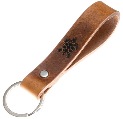 ELBERCRAFT® Schlüsselanhänger Leder Schildkröte der Schlüssel Organizer für deine Schlüsseltasche keychain made in Germany braun Gravur schwarz