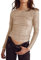 Oberteil mit Pailletten, Damen, figurbetont, Top, Pailletten, Langarm, schick, für Disco, Abend, Club, Party, goldfarben, M