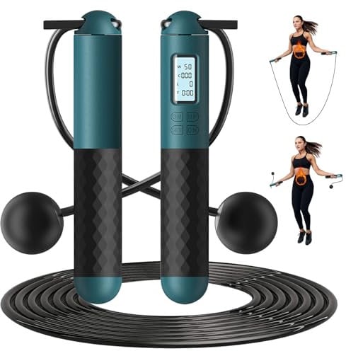 Skipping Rope for Adults, Skipping Rope with Counter Wireless Skipping Rope Smart Digital Gravity Ball Jump Rope Jump Rope Machine Multi-Purpose Skipping Ropes for Fitness Exercise Water