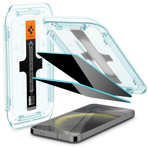 Spigen Glas.tR EZ Fit Filtro Privacidad Protector Pantalla para Samsung Galaxy S25 Plus, Galaxy S24 Plus, 2 Unidades, Antiespía, Instalación Fácil, Compatible con las fundas, Dureza 9H