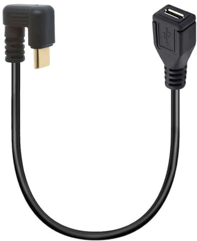OpenII Câble micro USB vers type C, coudé à 90 degrés USB C mâle vers micro B femelle adaptateur convertisseur pour MacBook Pro, ordinateur portable, appareils Android (USB C/type C 180 degrés)