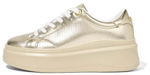 LUCKY STEP Women's Platform Trainers, Faux Leather Shoes | Synthetic upper, sponge-like lining, cushioned insole, lace-up fit and thick rubber platform sole for casual outfits.