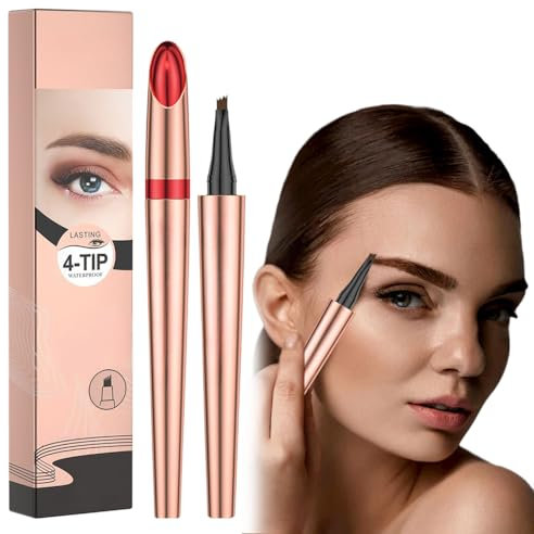 Mikro Wasserdichter Augenbrauenstift mit 4 Gabelspitze Applikator, 2024 Neuest Wasserfester Eyebrow Pencil, Lang anhaltend Wasserfest Erzeugt mühelos natürlich aussehende Brauen (1, A# Hellbraun)