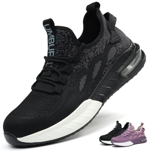 KTDYG Sicherheitsschuhe Damen Leicht Sportlich Arbeitsschuhe Herren Atmungsaktiv Stahlkappenschuhe rutschfest Schutzschuhe mit Stahlkappe
