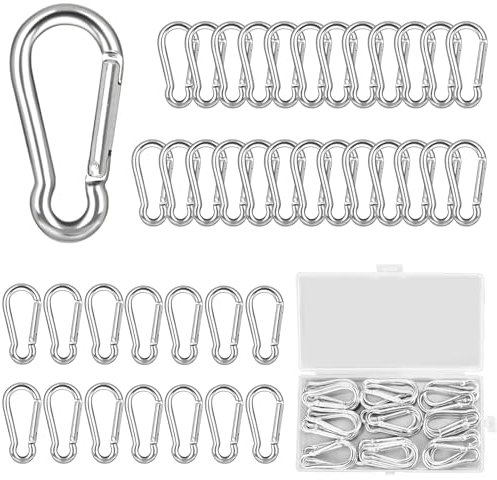 UVVRUR 40 STK Karabiner Karabinerhaken Schlüsselanhänger 40 x 4mm Karabiner Klein Carabiner Set mit Schnapphaken für Rucksack Hundeleine Camping Angeln Reisen (40 Stück 40mm)
