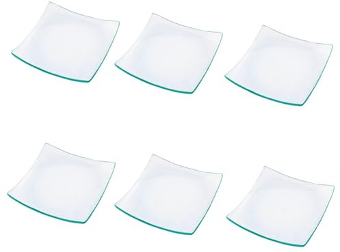 Super Mundo - 6pcs Platos Cristales cuadrados transparentes,Para Cocina y Comedor (30x30cm)
