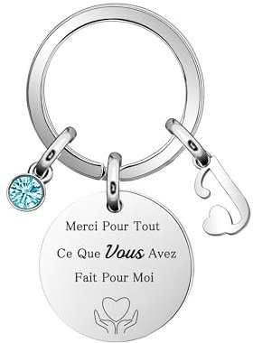 26 Lettres Porte-Clés Merci Pour Tout Ce Que Vous Avez Fait Pour MoiCadeau De Remerciement Porte-Clés Pour Femme Merci Femme Prénom Anniversaire Diplômé,Pour Professeur Maman Grand-mère Collègue (J)