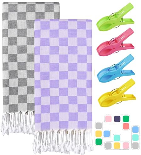 2 Packs Turkish Beach towel Blanket Bath Pool Towels Float Trip Essentials Water Park Accessories Boat Stuff Kayak Supplies Swim Must Have Lake Day Necessities River Gadget Jetski Gift Camping Things