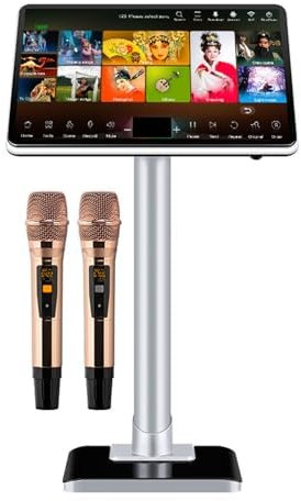 XNZJHPP Sistemas de Karaoke de 21,5 Pulgadas, máquina de Karaoke con Pantalla táctil capacitiva y micrófono inalámbrico, Control de Aplicaciones telefónicas,1,1 Millones de Canciones en la Nube
