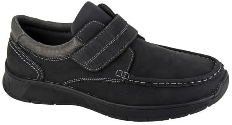 Scimitar Mens Touch Fastening Casual Shoes/Comfort Shoes with Stitching Detail Black