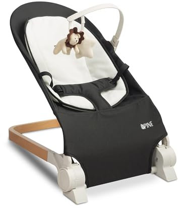 Sleepy shop 24 YOUR PERFECT MATTRESS Babywippe - Babywiege bis zu 12 kg, Babywippe mit Spielzeug Schaukel, Schaukelwippe to sleep, Sicherheitsgurte | Schaukelstuhl (Schwarz)