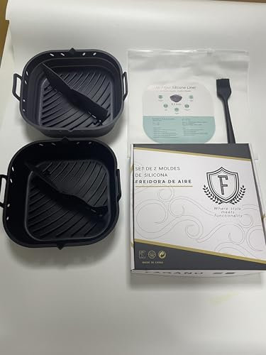 FAGANO - 2 Piezas de Molde Silicona Freidora de Aire - Moldes para Freidora de Aire con Separador para COSORI 5,5L y Cecotec 6L, Pincel de Silicona Incluido - Recipiente Air Fryer - Molde Airfryer