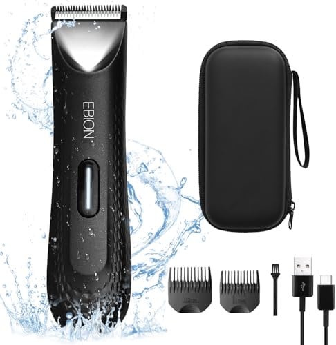 EBION Trimmer Herren, Rasierer Herren Intimbereich Trimmer, Ballrasierer, IPX7 Wasserdicht, KöRperpflege-Set Mit Keramikklinge USB-C Ladefunktion Präzisionsklingen