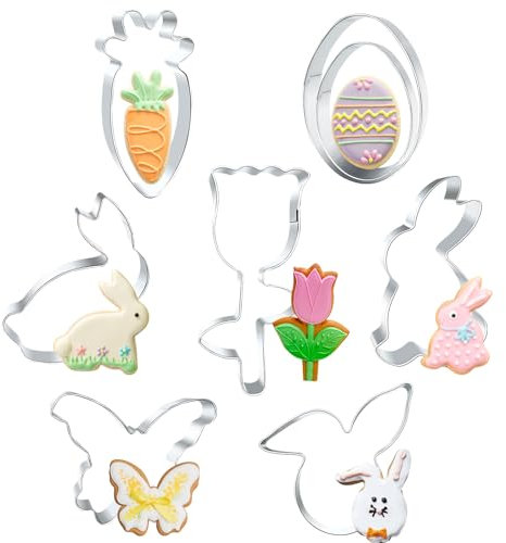 Osterausstecher Set,8 Stück Edelstahl Oster Keksausstecher Frühling Ausstechformen Osterhasen Ausstecher Plätzchen Ausstecher Hase Ausstechform Osterhase Keksform für Osterkekse Backen Kinder