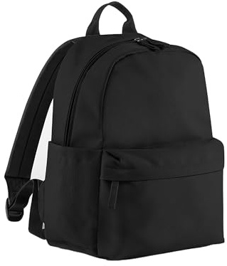 BagBase - Mini Rucksack - Premium Rucksack für Damen und Herren - PVC freie Rucksäcke für Männer und Frauen - Kleiner Rucksack - Leichter Rucksack - 100% recyceltes Polyester, Schwarz, Gr