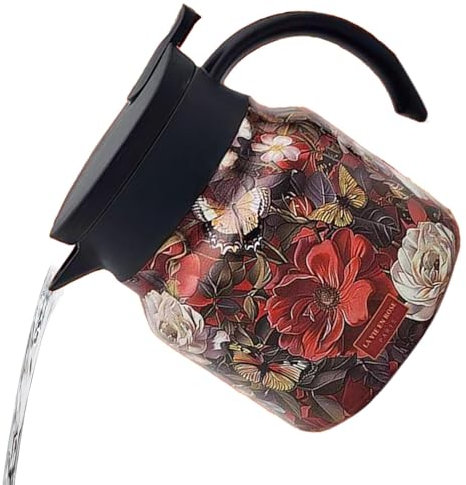 Hot Drink Dispenser, 800ml Tea Carafe, Floral Coffee Pot, Insulated Beverage Dispenser, Stylish Tea Pitcher, Hot Coffee Beverage Pitcher, Stainless Thermal Carafe, Decorative Coffee Pot, Floral Drink
