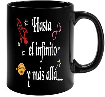 Docliick - Taza de café con frases motivadoras y original.Taza friki 350 ml, taza para regalo graciosa. Taza desayuno bonita.Hasta el infinito