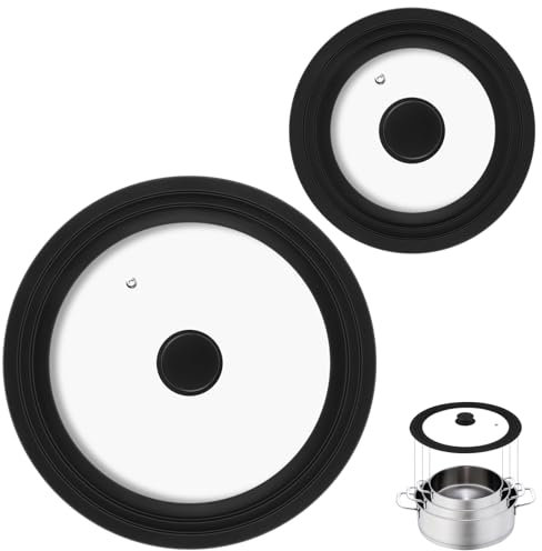 Universal Lids for Pots, Pans and Skillets, Fits 7,8,9,10,11,12 Cookware, Replacement Pan Lid with Tempered Glass and Heat-Resistant Silicone Edge,Durable Frying Pan Cover