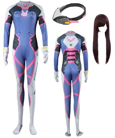 TYRHDJZQ Anime Game Blauer elastischer Overall Damen Kostüm Outfit Halloween