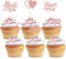 24Pcs Bride to Be Cupcake Toppers Rose Gold Glitter Wedding Cupcake Toppers I Do Love Heart Ring Miss To Mrs Cupcake Picks Bridal Shower Cake Decorations Bride to Be Decorations