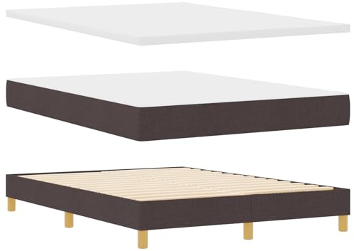 vidaXL Boxspringbett mit Matratze Dunkelbraun 140 x 190 cm Stoff, Schlafzimmer-Einrichtung, modernes Bett, höhenverstellbarer Boxspring, Bequeme Matratze, ergonomische Kopfstütze