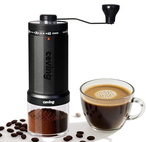 Primer Molinillo de Café Manual de Gran Capacidad 60g del Mundo, Molino de Café Portátil con 40 Ajustes, Muelas Cónicas de Cerámica para Espresso, Pour Over, Camping, Viajes, Regalo, etc.