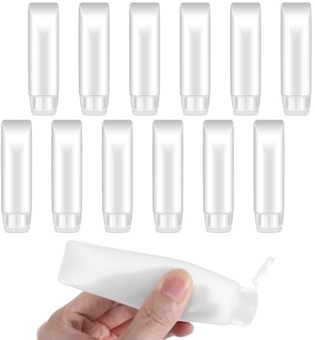Guduling Set di flaconi da viaggio, 12 pezzi, 30 ml, ricaricabili, a prova di perdite, piccoli contenitori per balsamo, shampoo, gel doccia e lozione