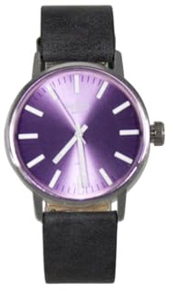 NEO watch Armbanduhr Damen Edelstahl Lederband Silber Violett N43-004
