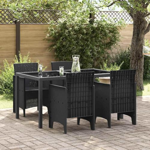 Teenpull Gartenstuhl 4er Set Anthrazit 53x49x85cm, PP Kunststoff Outdoor Stühle, UV-beständig, wasserdicht, Rattan-Optik, Terrassenmöbel für Garten & Balkon