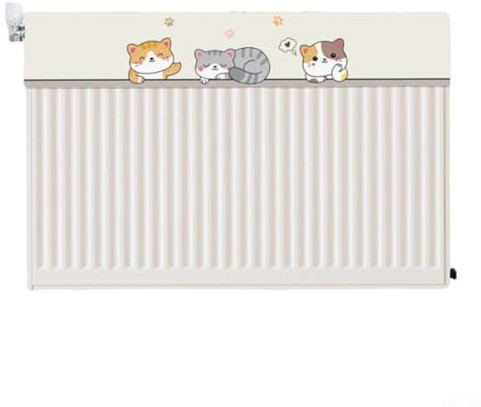 Cubierta antipolvo para radiador, cubierta decorativa para calentador con patrón de gato, protector antipolvo de tela para radiadores montados en la pared, lavable a máquina, blanco (80 cm)